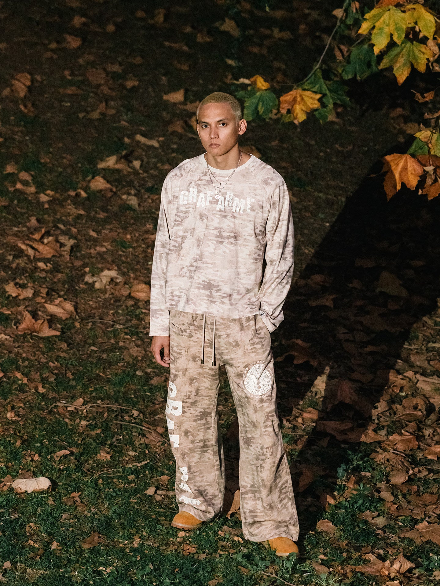 GRAF&WU Vintage Finish Camouflage Thin Long-sleeve Shirt