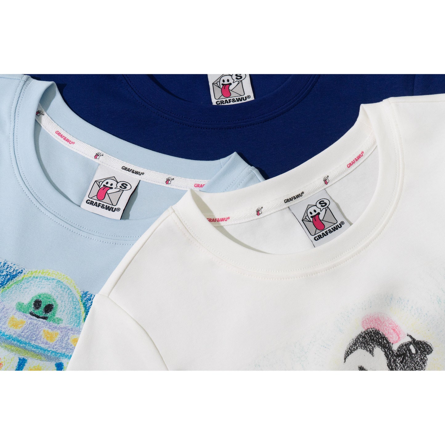 GRAF&WU Artistic Painted Solar System Planets Cute Ghost Hot Girl T-shirt