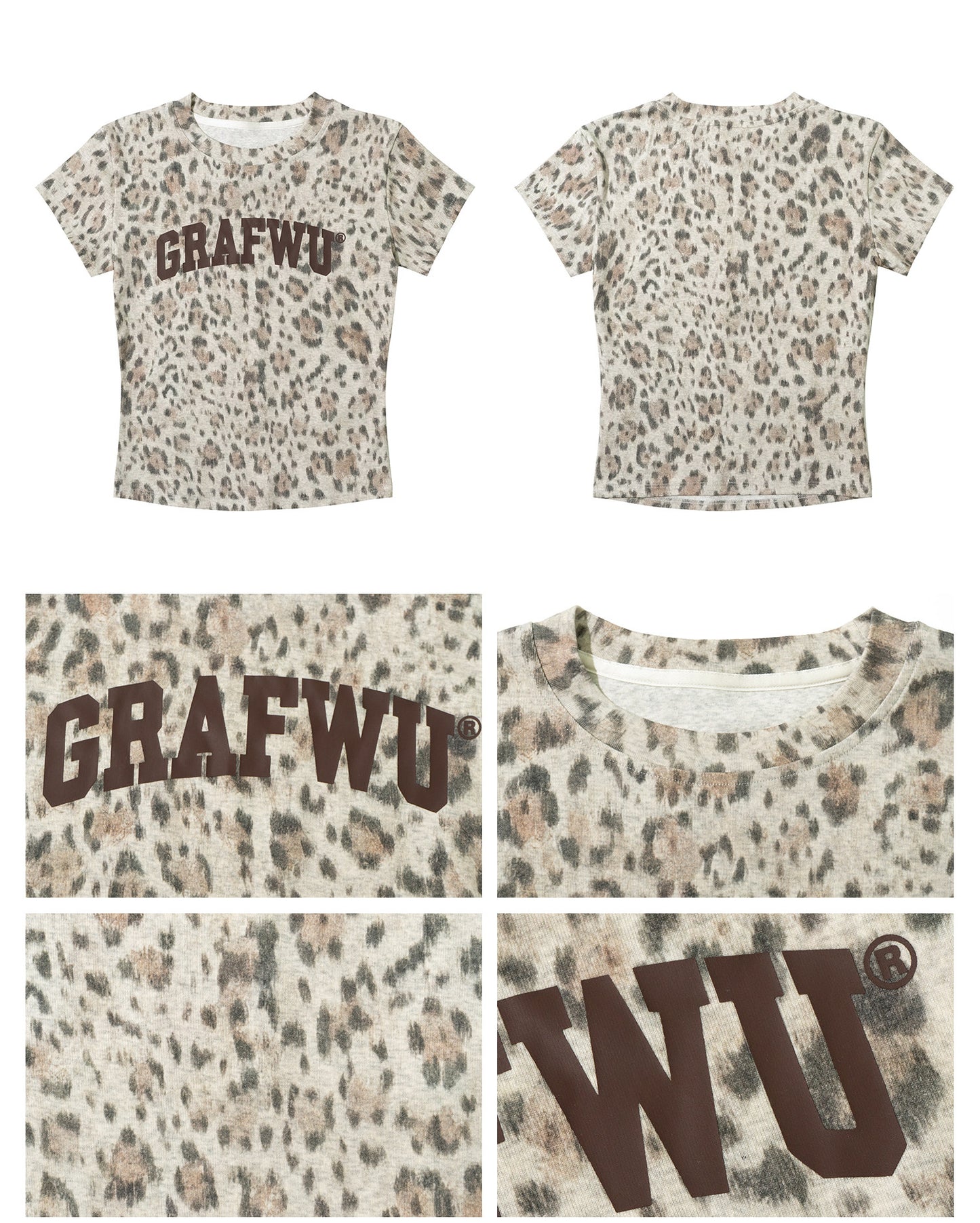 GRAF&WU Mini Floral Leopard Camouflage Print Cotton T-shirt