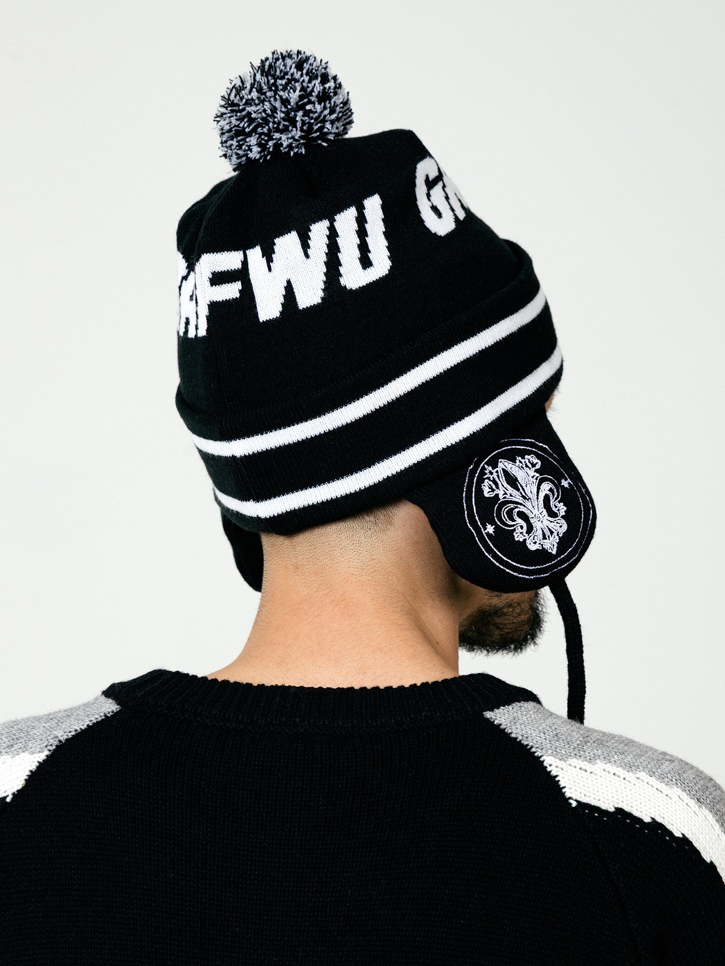 GRAF&WU AK47 Angel Badge Embroidered Pilot Earflap Knitted Hat
