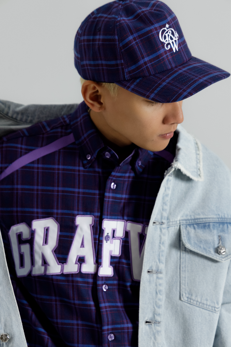 GRAG&WU Curved Letter Patch Embroidery Street Sport Shirt