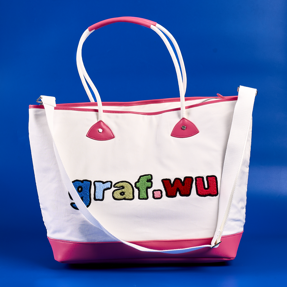 GRAF&WU Angel Devil Chenille Embroidery Oversized Canvas Tote Bag