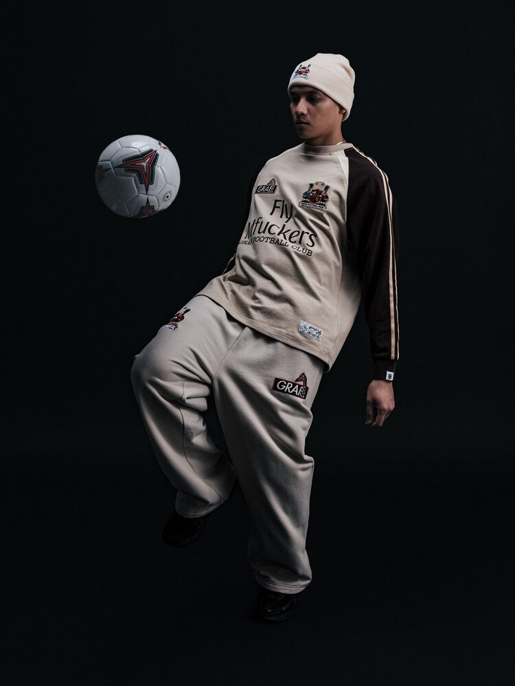 GRAF&WU Football Club Blokecore Floral Angel Devil Fleece Casual Pants