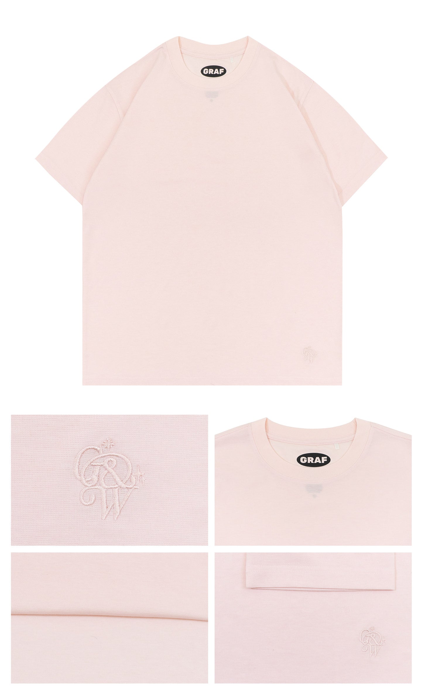 GRAF&WU Mini Embroidered Tencel Cozy Regular Shoulder Fit T-shirt