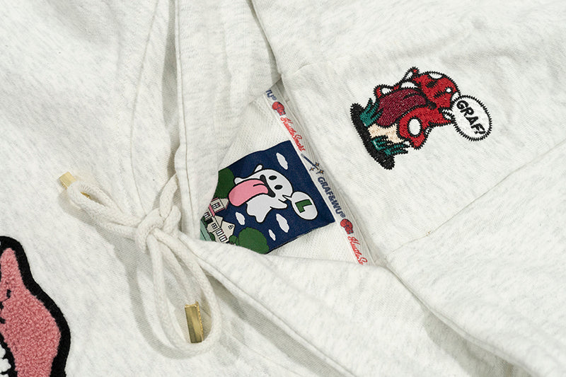 GRAF&WU Magic Mushroom Embroidery BooGhost2.0 Thin Hoodie
