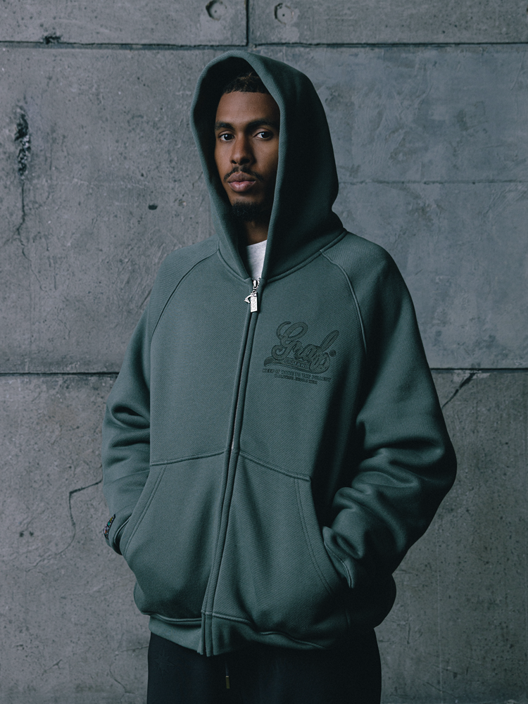 GRAF&WU Vintage Doberman Print Fleece Zip-Up Hoodie