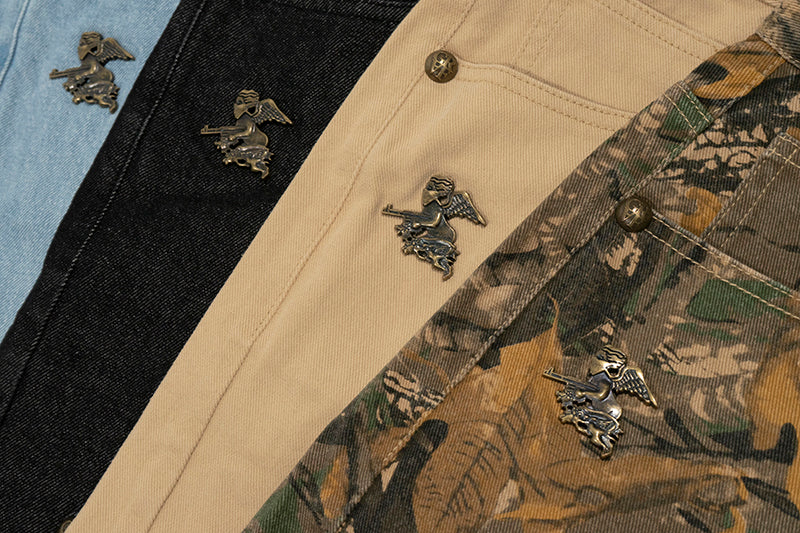 GRAF&WU Shorts Tree Branch Camouflage Ripped Pants Metal Copper Label Ak47 Angel Giraffe Lumberjack Shorts Casual Hip Hop Cargo Shorts