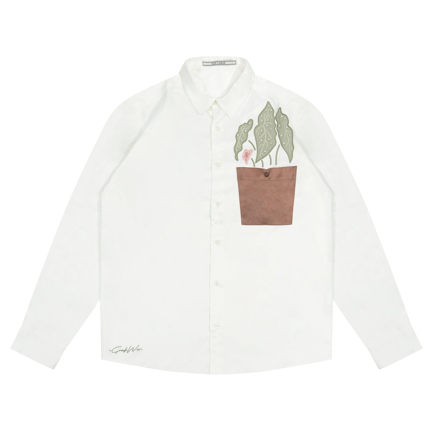 GRAF&WU Flowerpot Pearl Green Plant Pocket Luxury Satin Shirt