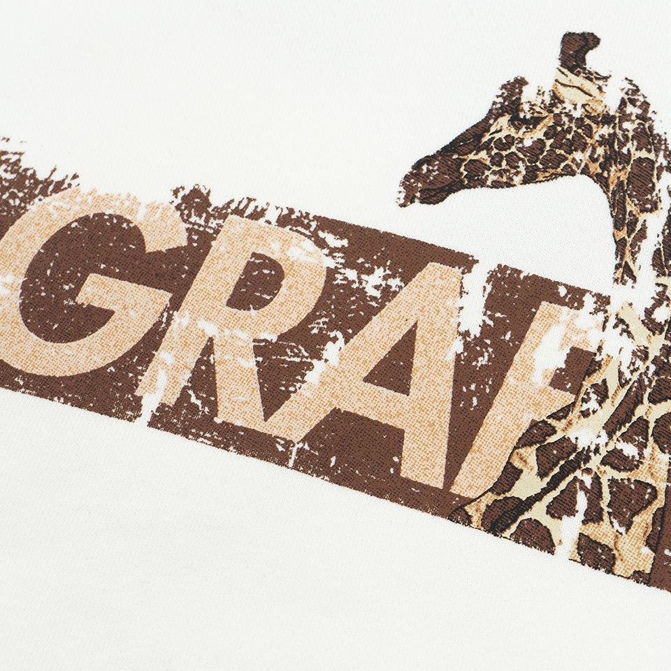 GRAF&WU Giraffe Graphic Fashion Distressed Vintage Hoodie
