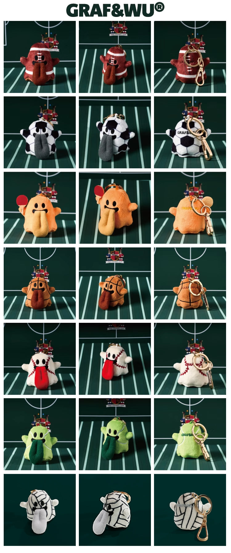 GRAF&WU Mini Sports Ball Ghost Keychain