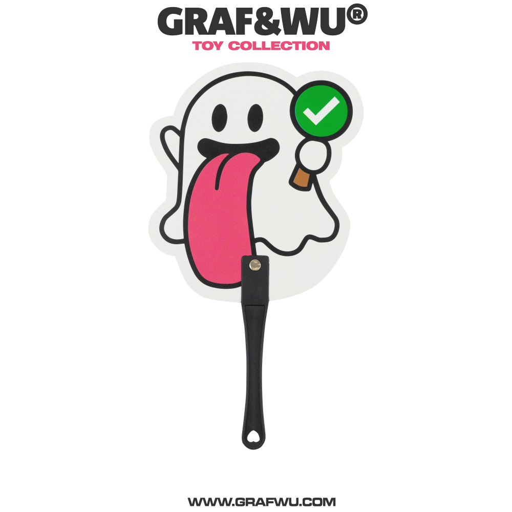 GRAF&WU Cute Ghost Yes No Uchiwa Hand Fan Concert Photo Prop