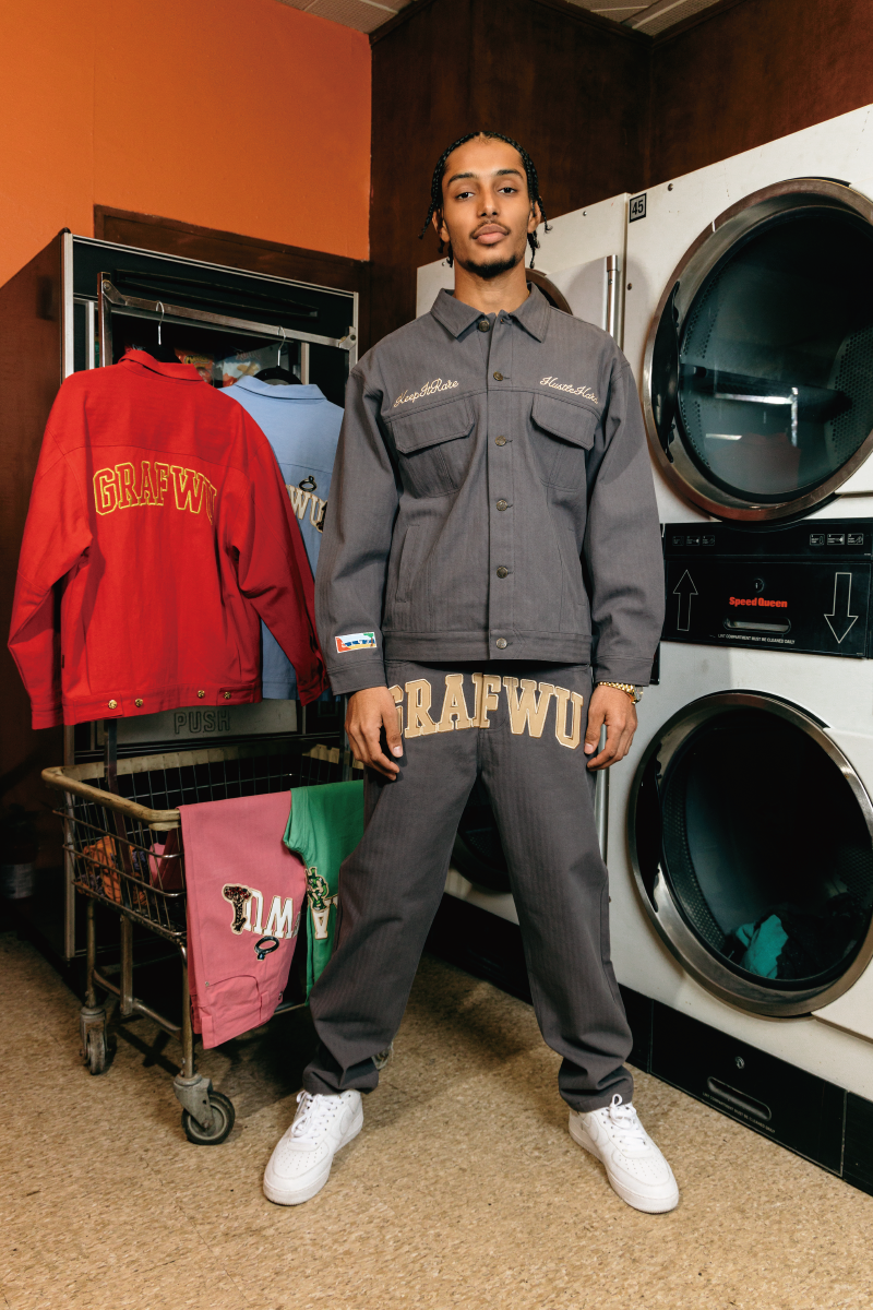 GRAF&WU Vintage Leather-Lettered Brass Buckles Cargo Pants