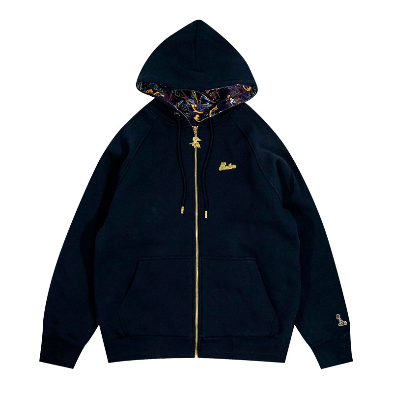 GRAF&WU Paisley Velvet Reversible Thick Pullover Hoodie