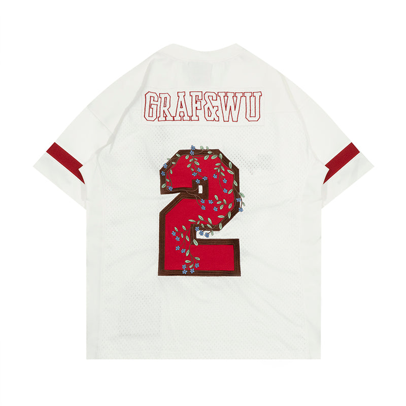 GRAF&WU Football Club Floral Embroidery Sports Mesh Jersey
