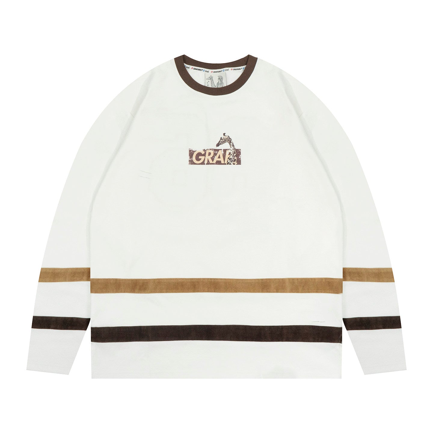 GRAF&WU Retro Corduroy Stitching 86 Giraffe Long Sleeve Sports Jersey