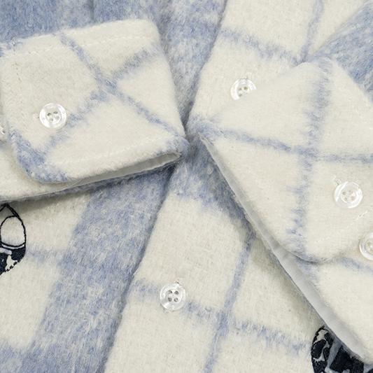 GRAF&WU Porcelain Blue Embroidered Deer Streetwear Loose Thick Shirt