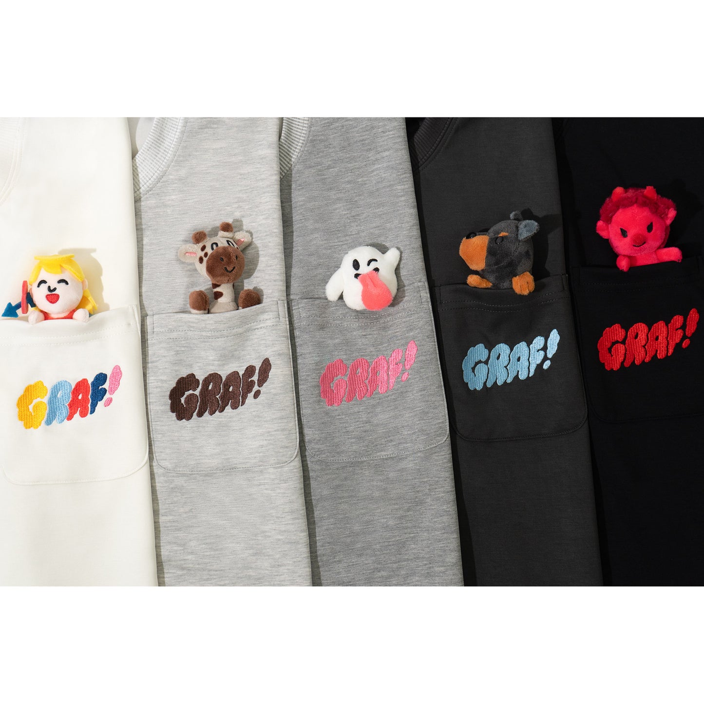 GRAF&WU Pocket Plush Doll Giraffe Angel Cute Ghost Characters Design T-Shirt