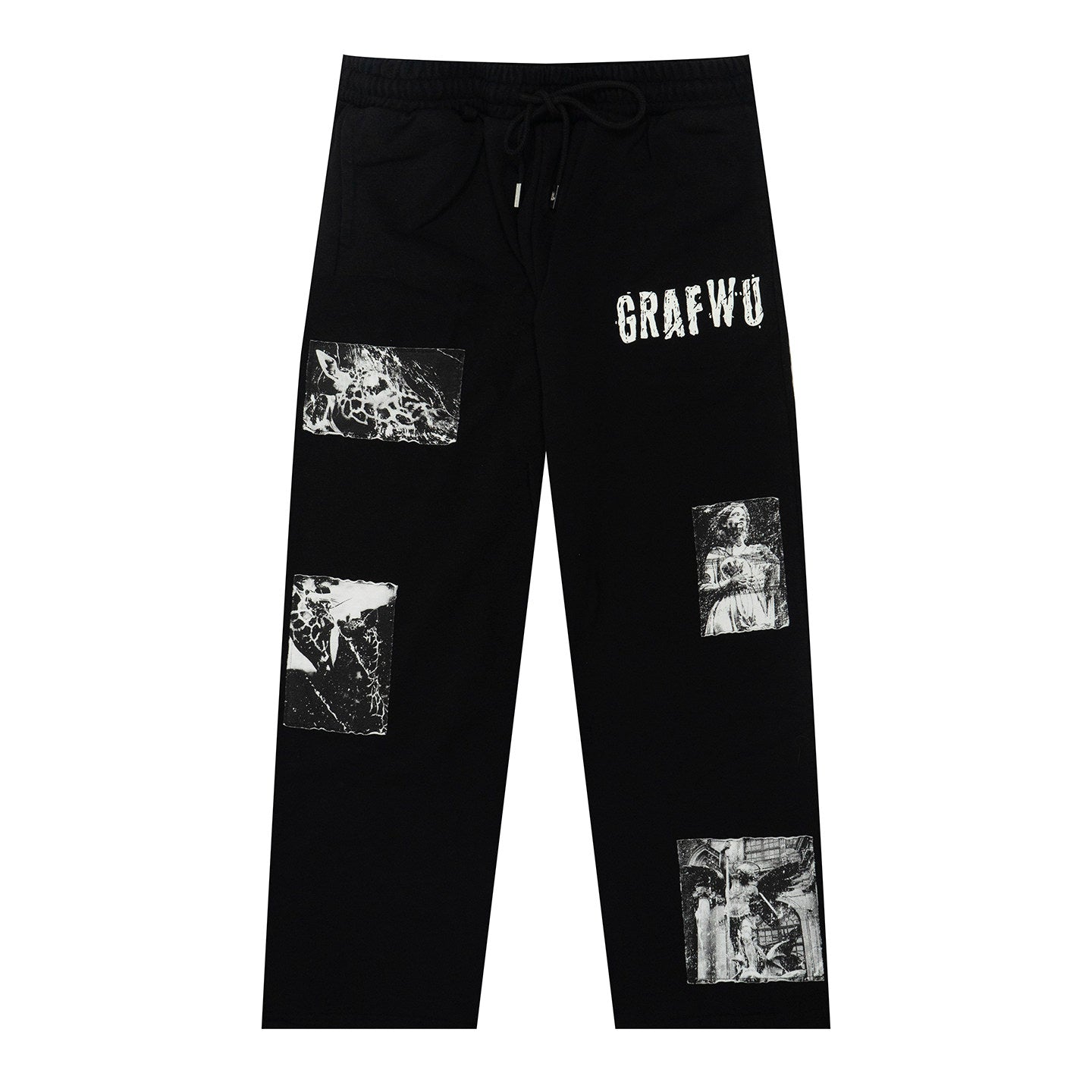 GRAF&WU Vintage Comic Patch Grunge Design Oversize Hip Hop Sweatpants