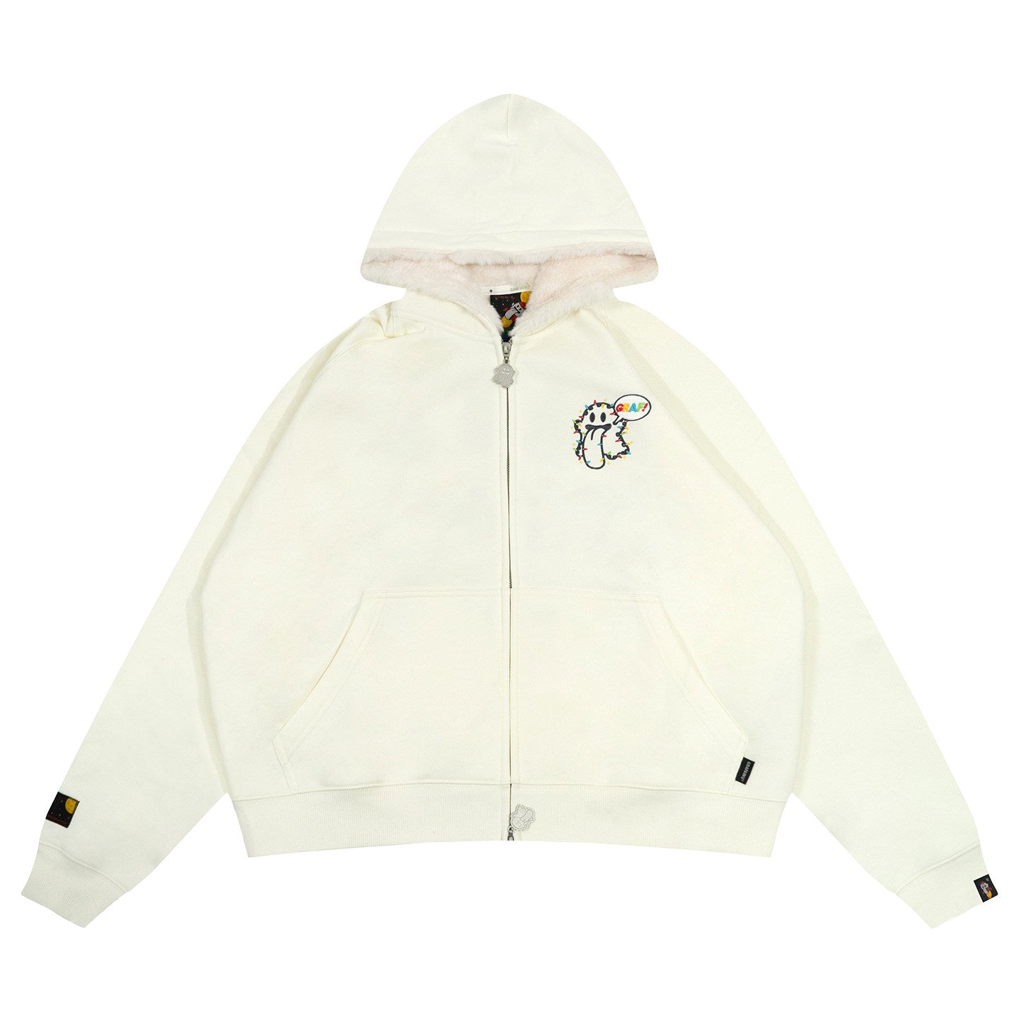 GRAF&WU 12 Christmas Cute Ghost Retro Fleece Cardigan Fur Hat