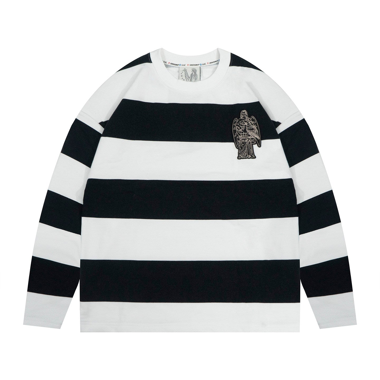 GRAF&WU World Is Yours-Victory Goddess Striped Retro Long Sleeve Shirt