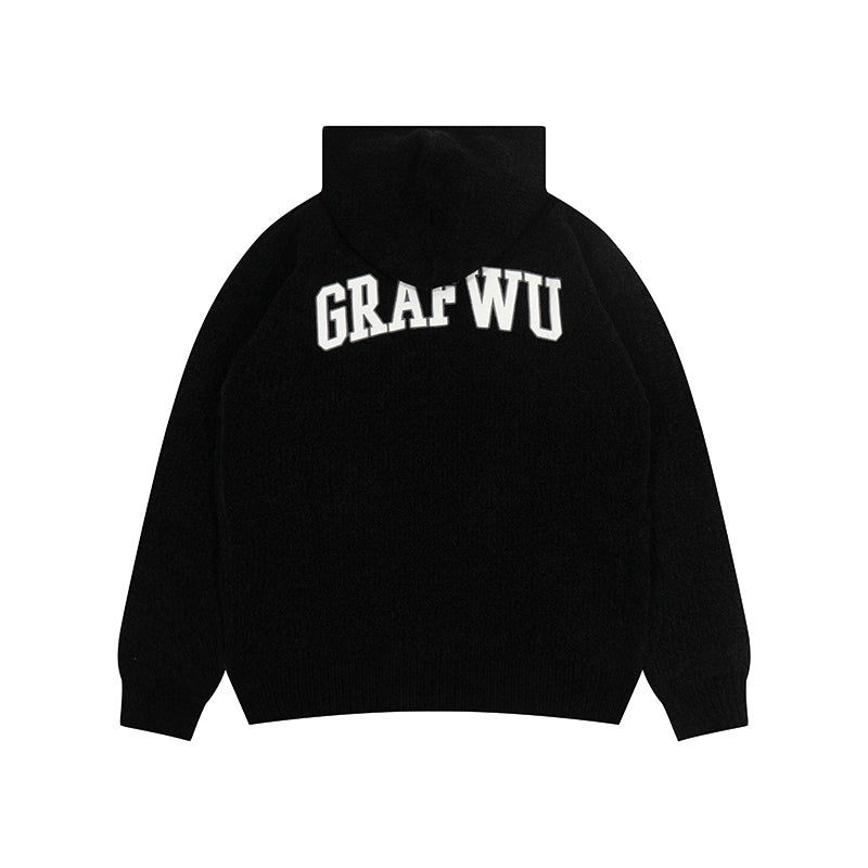 GRAF&WU Arc Logo Chenille Knit Hoodie - Premium Streetwear