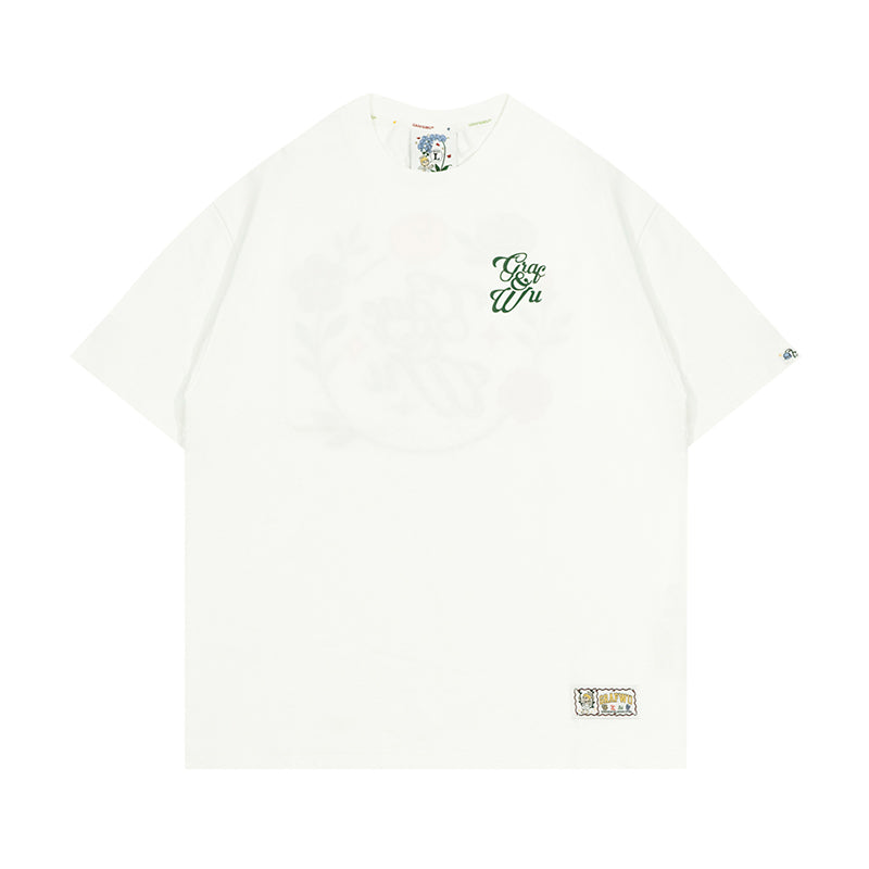 GRAFWU Handmade Embroidered Floral T-Shirt
