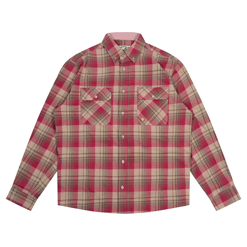 GRAF&WU Fashion Plaid Design Loose Cozy Cotton Long-sleeved Shirt