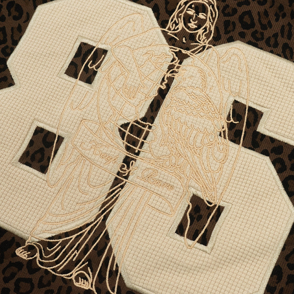 GRAF&WU Goddess Embroidered Short Leopard Long-Sleeved Sports Shirt