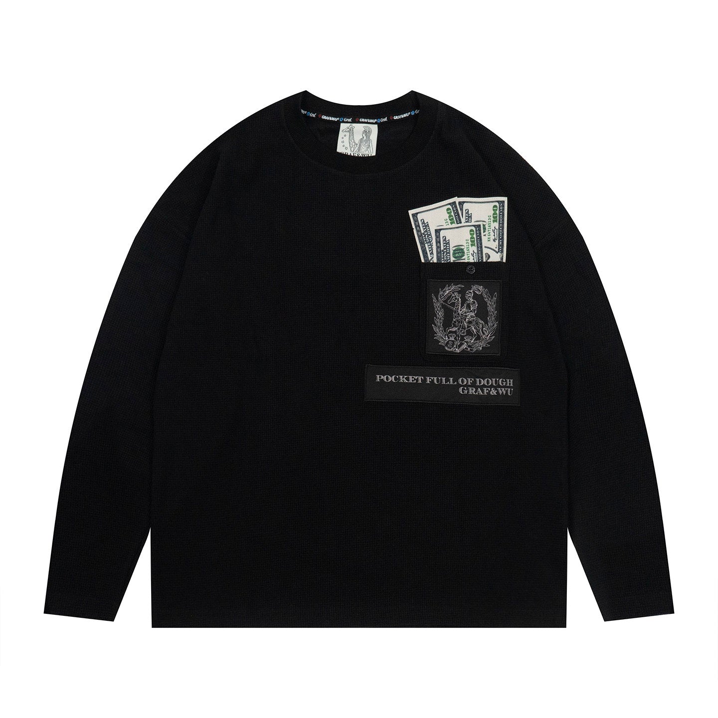 GRAF&WU Paid In Full Giraffe Knight Embroidered Waffle Long Sleeve