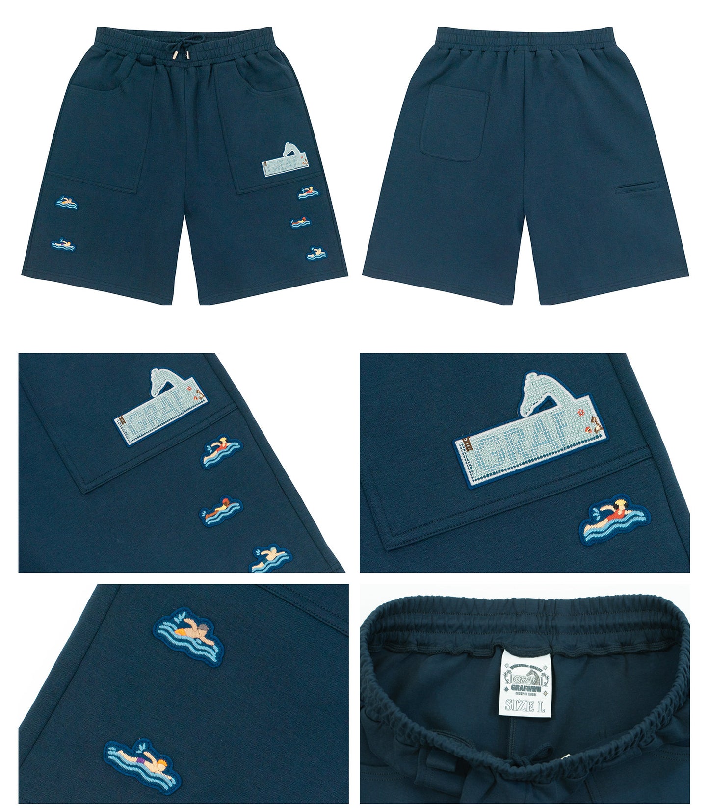 GRAF&WU Mini Athletic Giraffe Embroidered Shorts