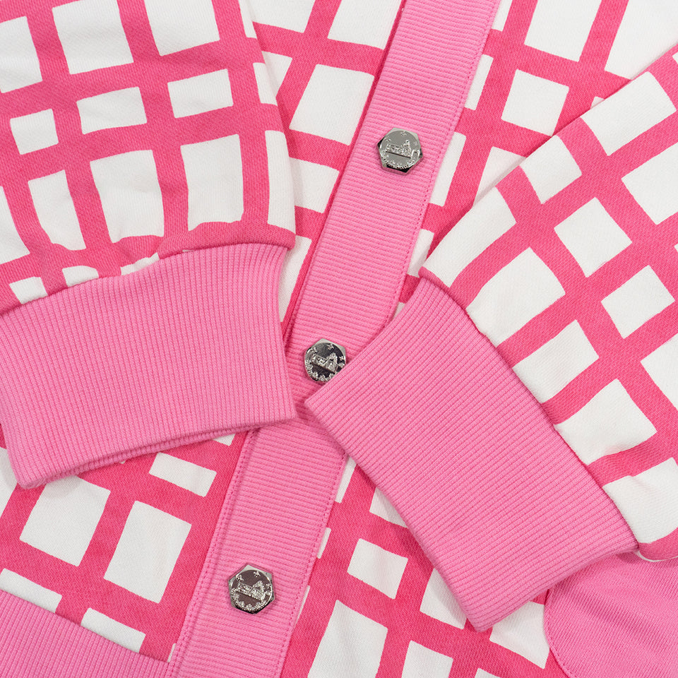 GRAF&WU Pink Irregular plaid Terry Cloth Cardigans