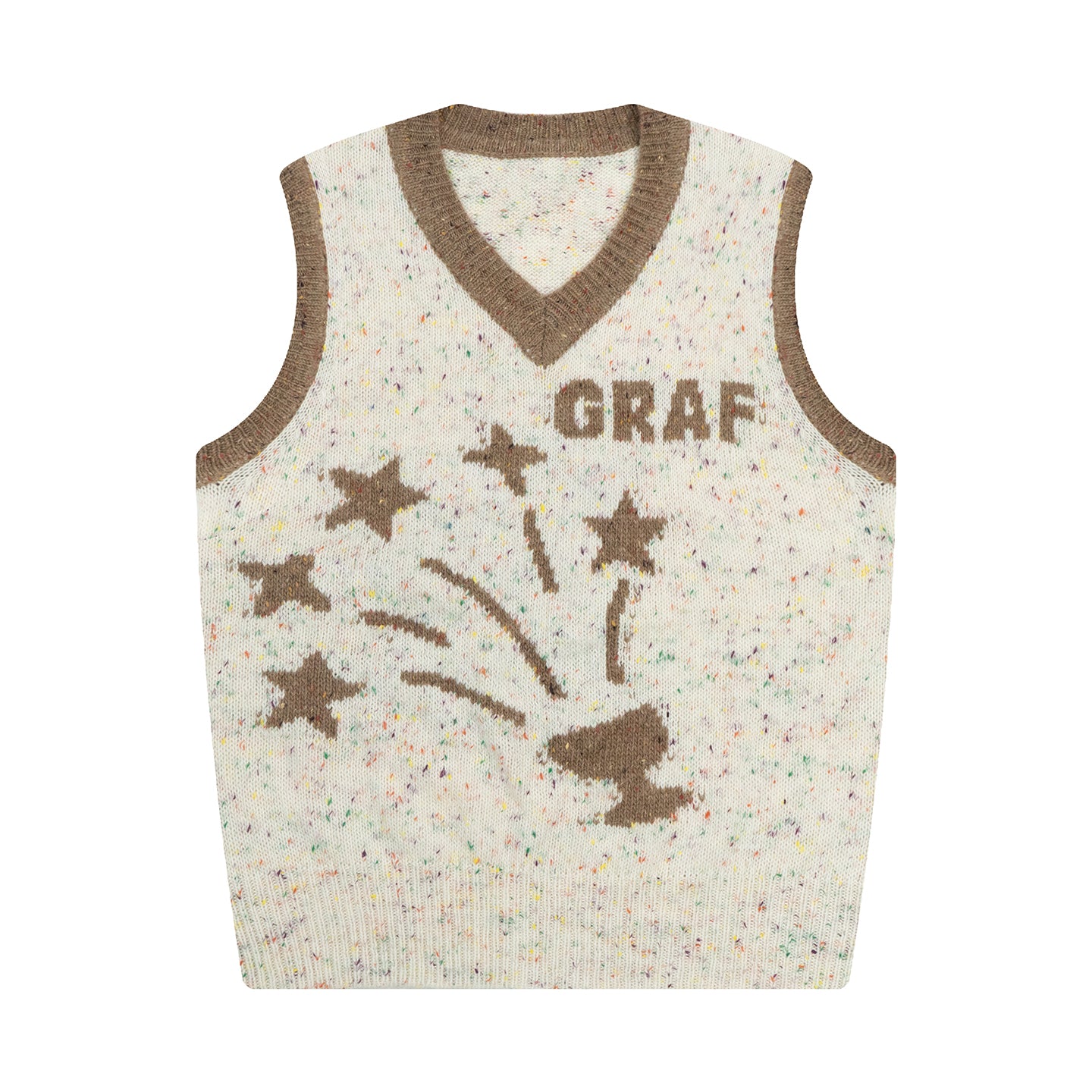 GRAF&WU Star Wine Glass Flower Colorful Wool Knit Sweater Vest