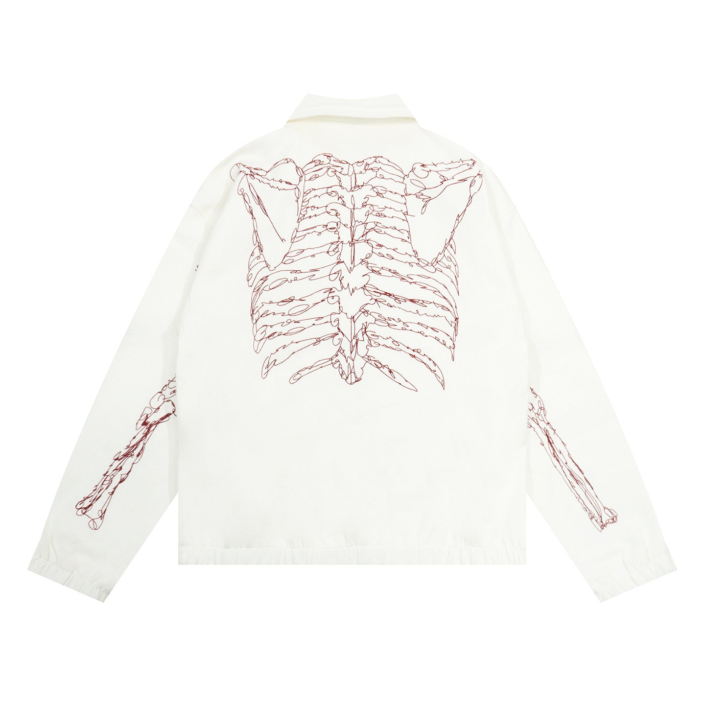 GRAF&WU Rib Cage Skeletal Hand Embroidery Zip-Up Jacket