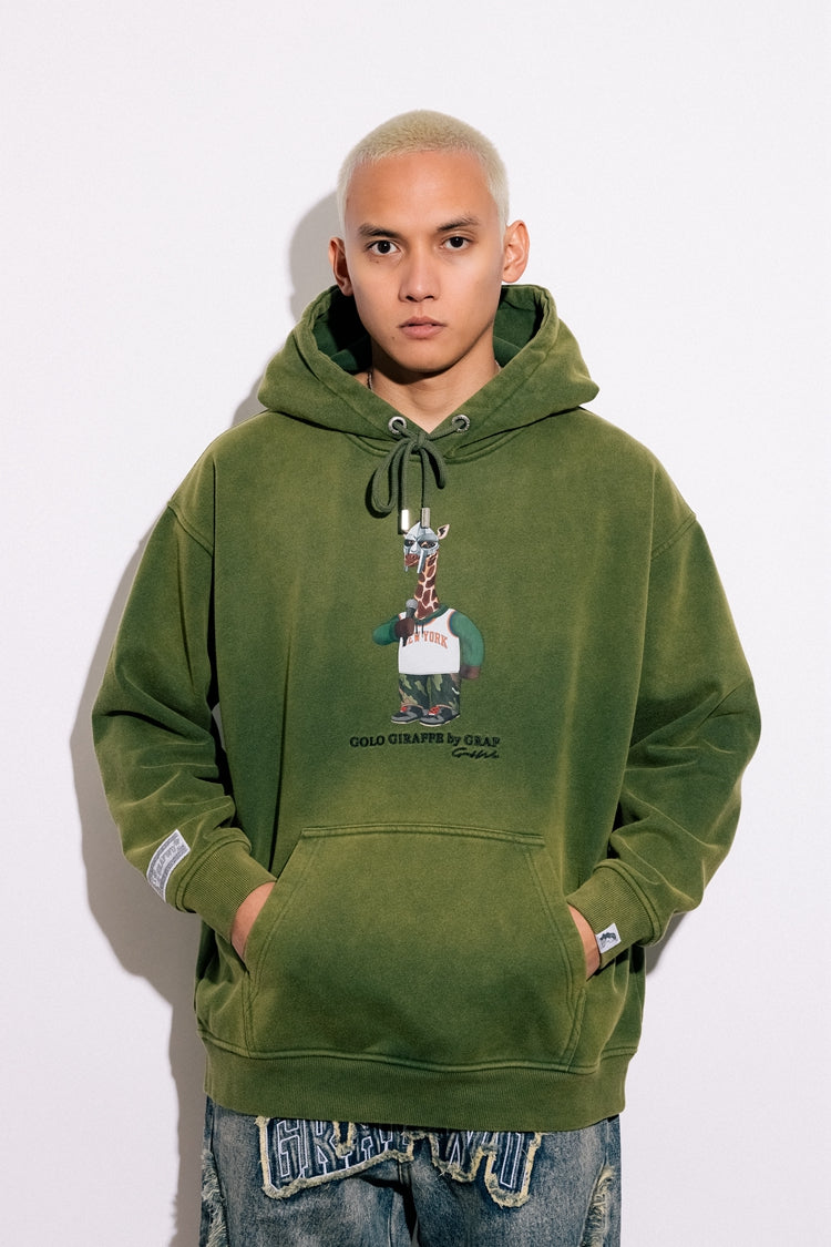 GRAF&WU Fashion Distressed Washed Fade Hoodie