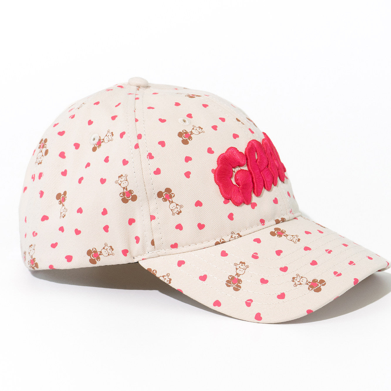 GRAF&WU Cream Fashion 3D Embroidered Cotton Caps