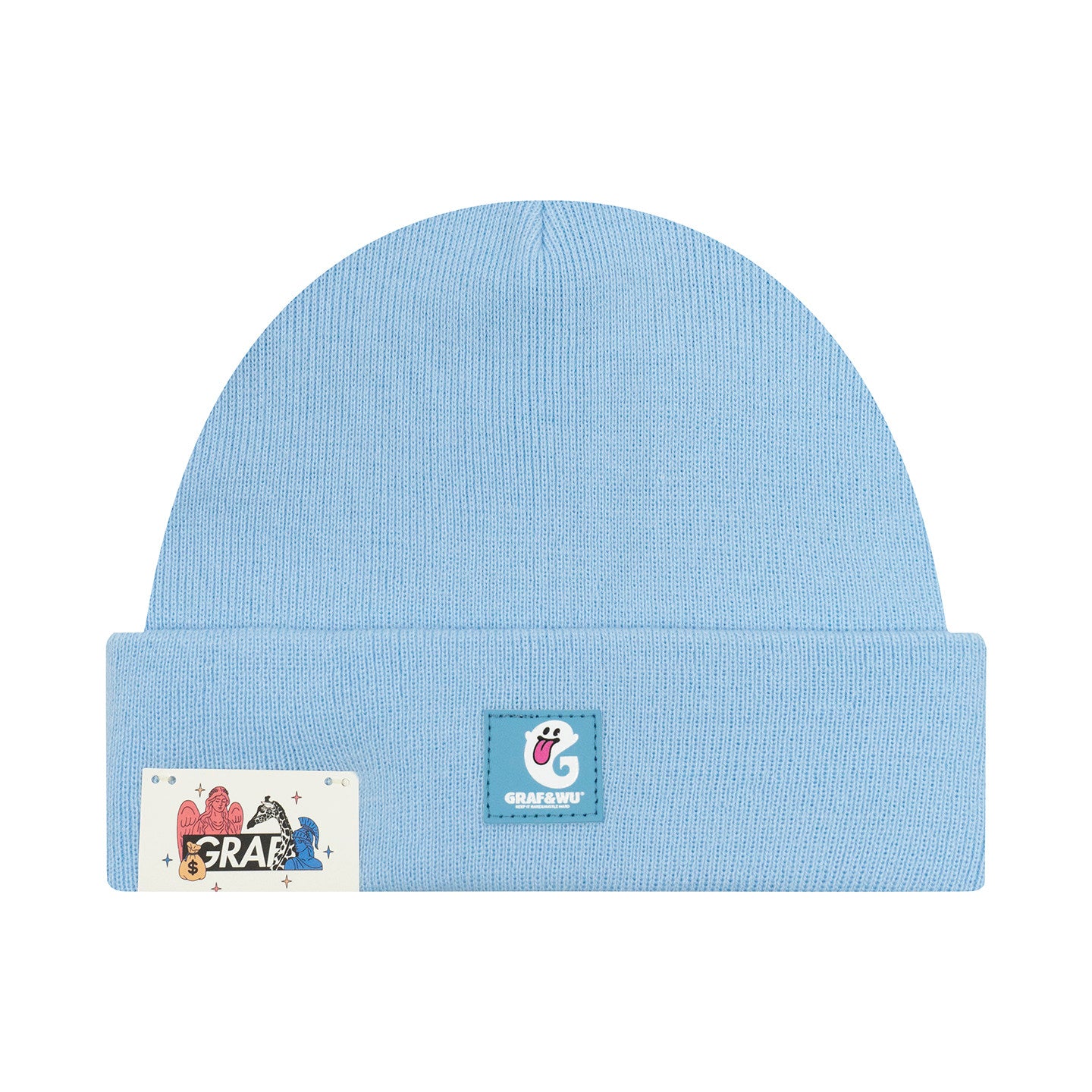 GRAF&WU Cute Ghost G Letter Leather Label Knitted Beanie