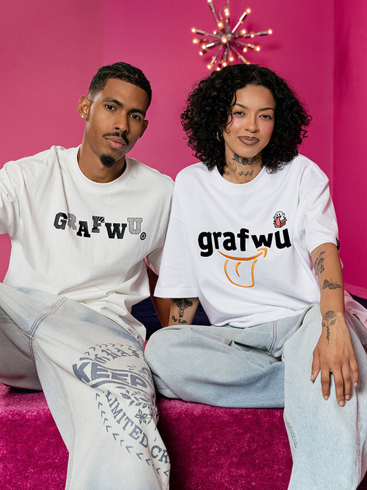 GRAF&WU Simple Letter Graphic Cotton T-shirt