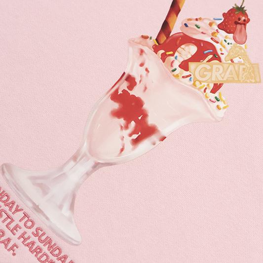 GRAF&WU Strawberry Cherry Sundae Cute Ghost Giraffe Street Hoodie