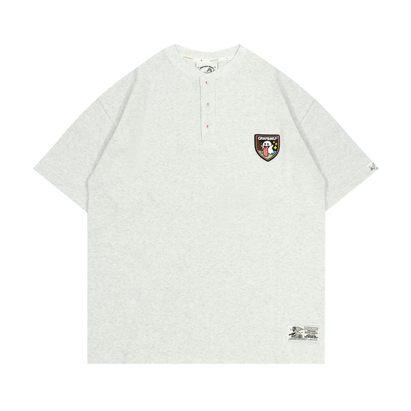 GRAFWU Cute Ghost Buttons and Retro Henry Collar T-Shirts