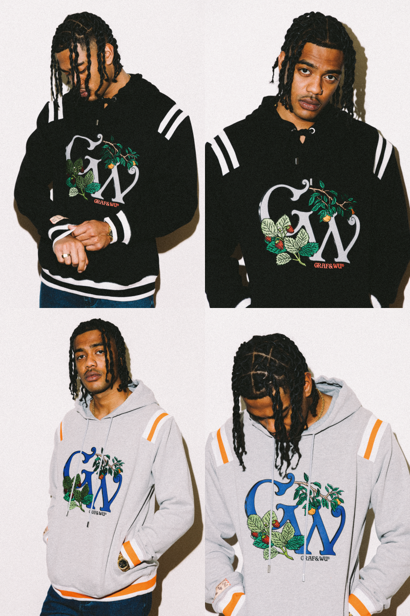 GRAF&WU Embroidered Hoodie - Fleece Pullover Sweatshirt Unisex Streetwear