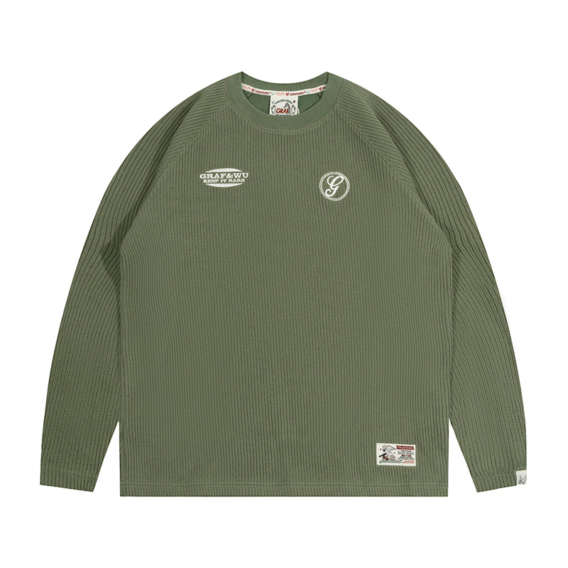 GRAF&WU Brand Embroidered Logo Knitted Long-sleeved Shirt