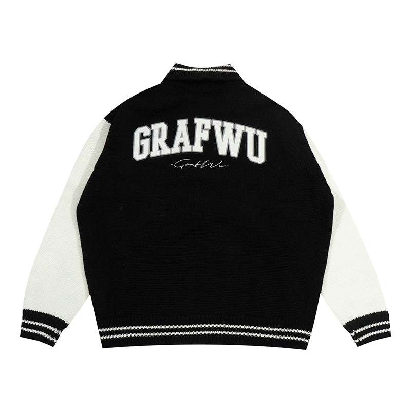 GRAF&WU Coat Knitted Warm Baseball Sweater