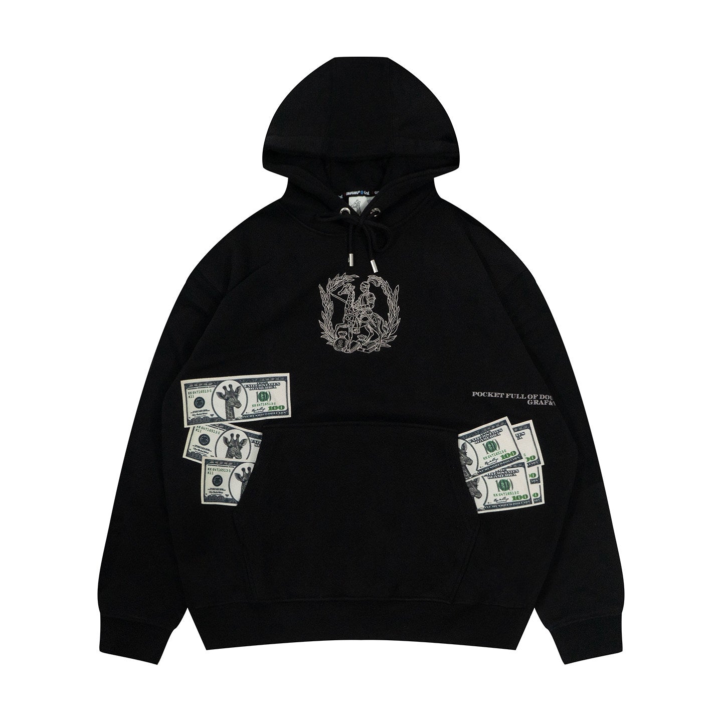 GRAF&WU No Budget Limits Streetwear Giraffe Money Graphic Hoodie