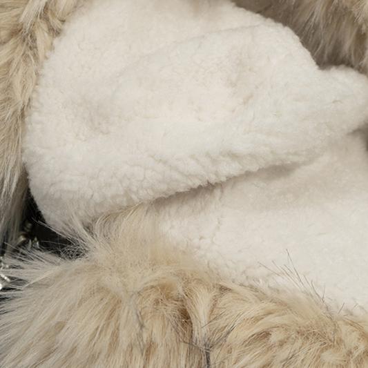 GRAF&WU Detachable Fur Collar PU Leather Metal Angel Deer Thick Jacket - Premium Winter Streetwear