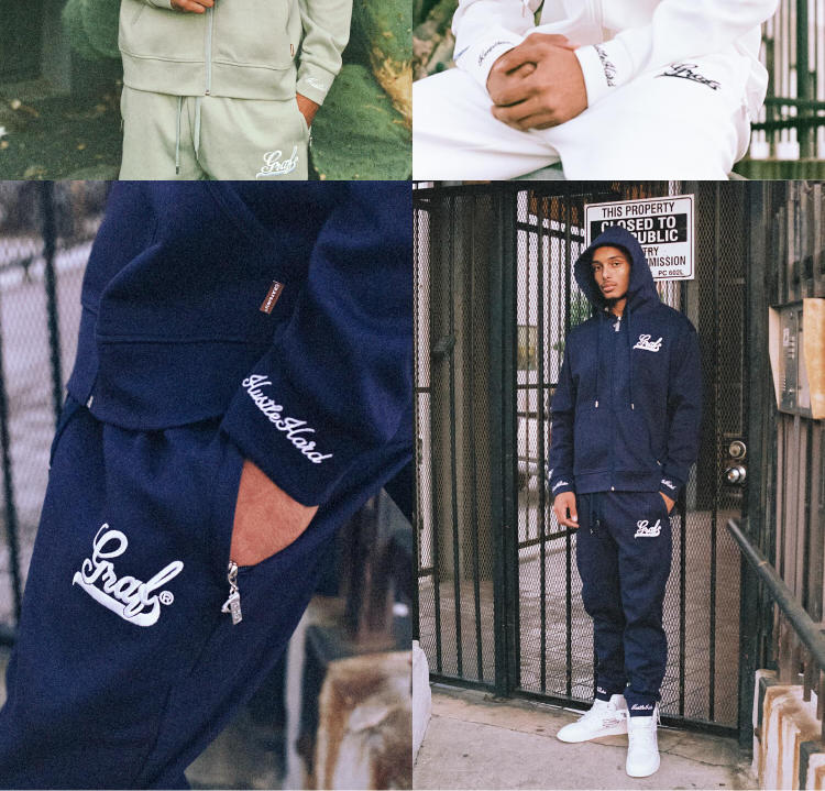 GRAF&WU Embroidered Letter Slim-Fit Lightweight Sweatpants