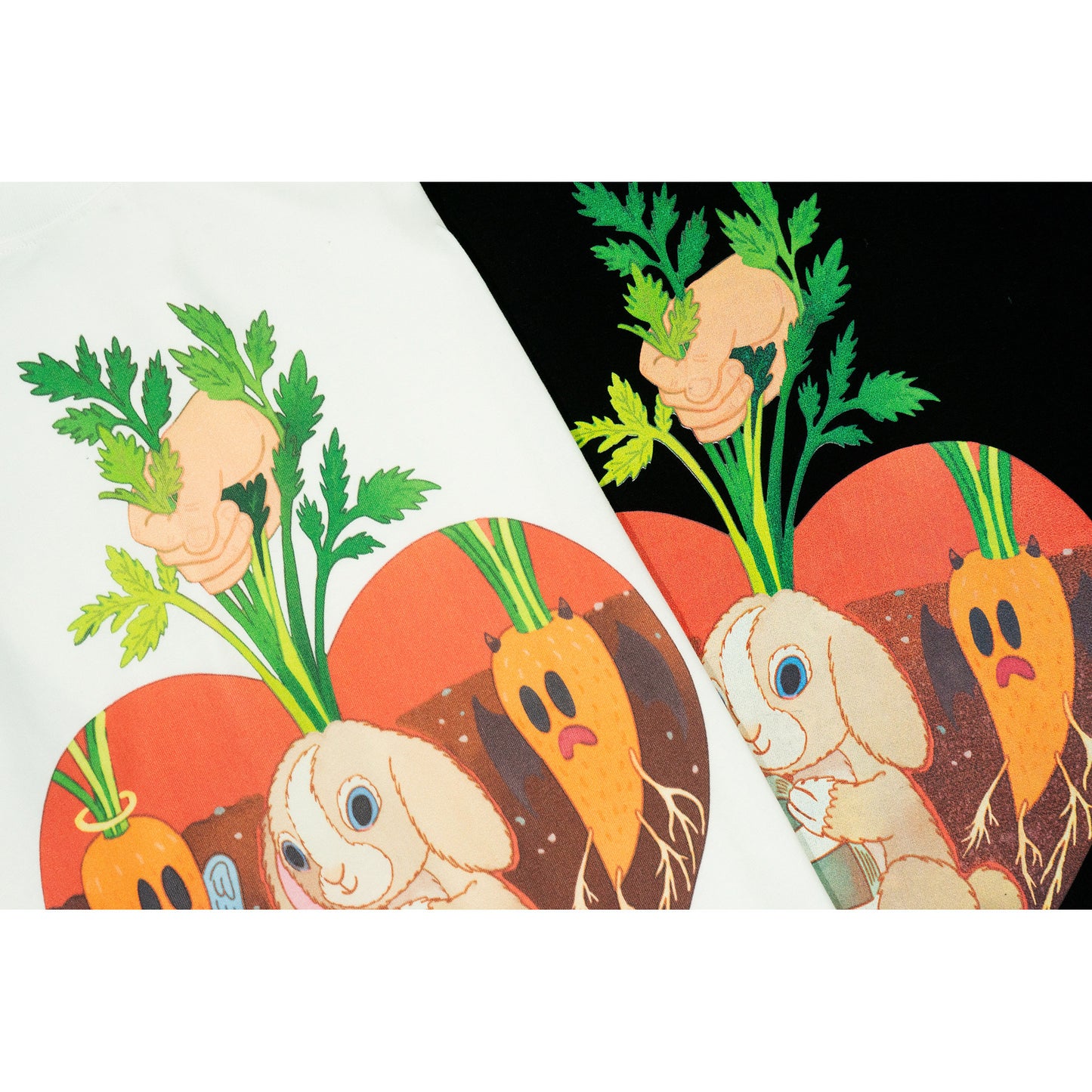 GRAF&WU【Giraffe Fable】Waiting Rabbit Run into Tree Stump Devil Angel Carrot T-shirt