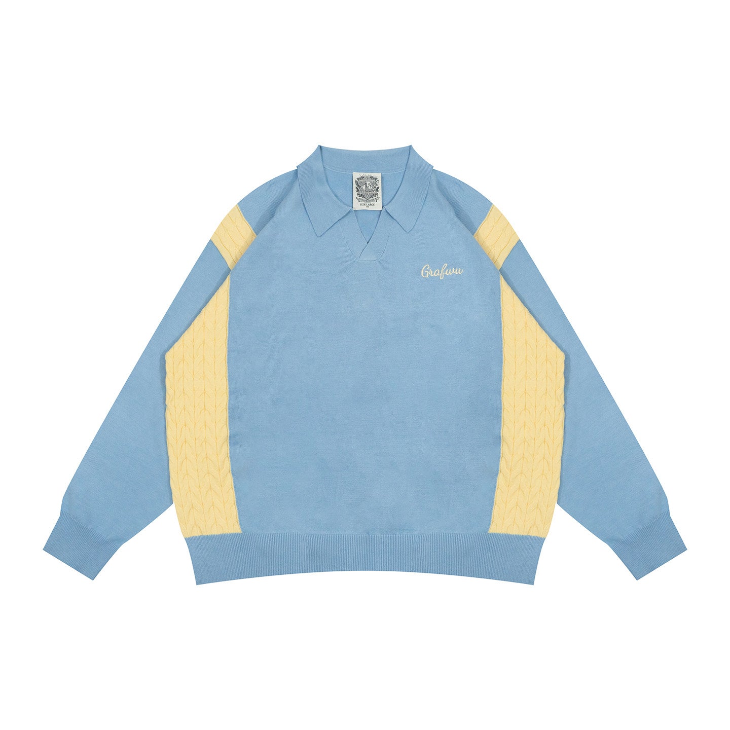 GRAF&WU Fashion Design Casual Knit Polo Collar Sweater