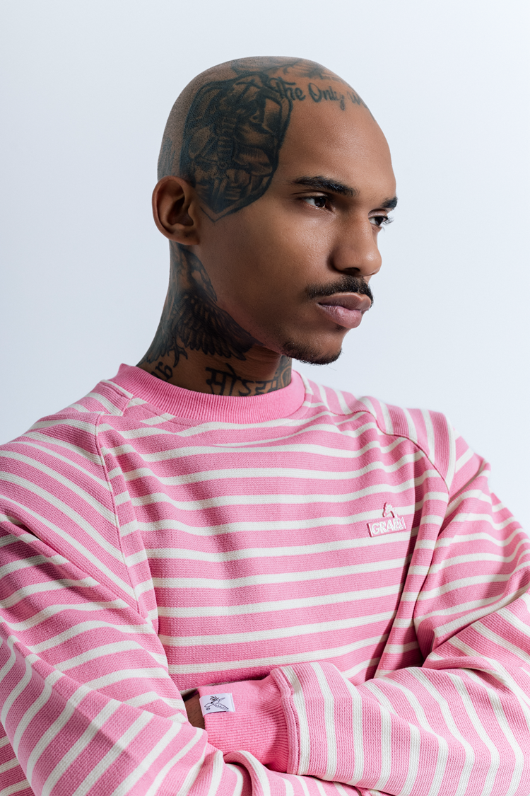 GRAF& WU Metal Giraffe Logo Streetwear Striped Long-Sleeve Shirt