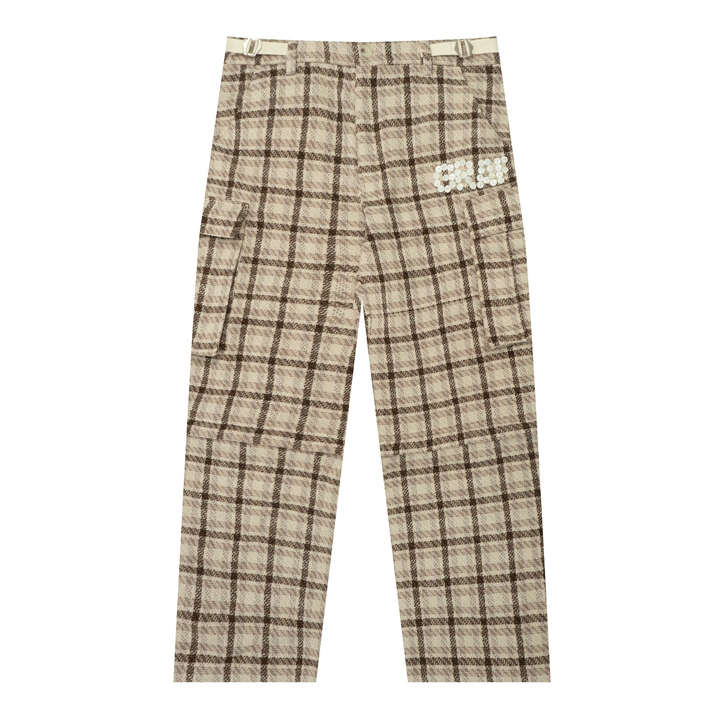 GRAF&WU Hand-sewn Buttons Fashion Design Cargo Wool Trousers