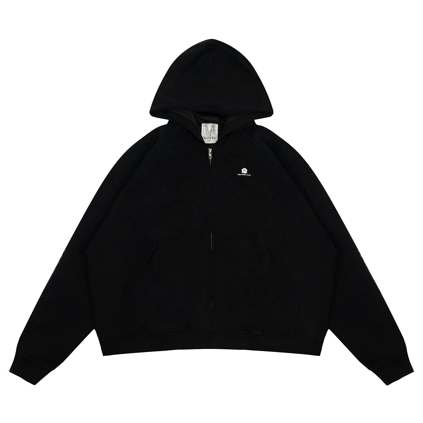 GRAF&WU Little Angel Cute Ghost Giraffe Satin Lining Zip-up Hoodie